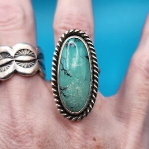 Hubei Turquoise Sterling Silver Statement Ring
